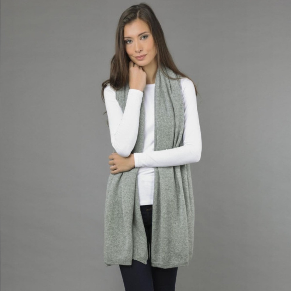 InCashmere Cashmere grey Sleeveless Open Vest sweater cardigan layering piece L - Picture 10 of 17